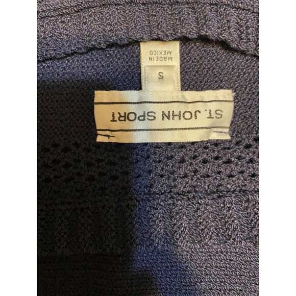 St John Sport Sweater Top Navy Blue Gold  S Small Nautical Buttons Short Sleeve - Picture 6 of 10